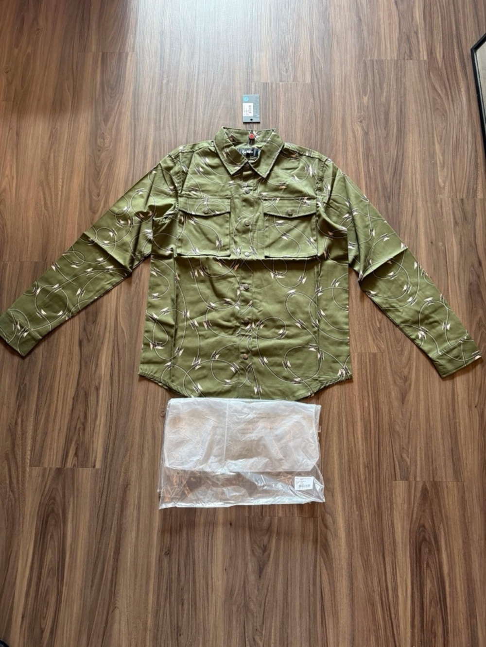 Cookies - Men's Olive Green Button-Up Field Shirt with Subtle Print